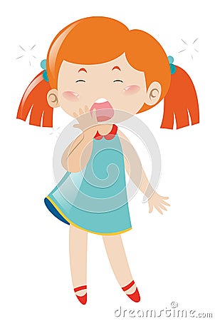 Sleepy girl yawning on white background Vector Illustration