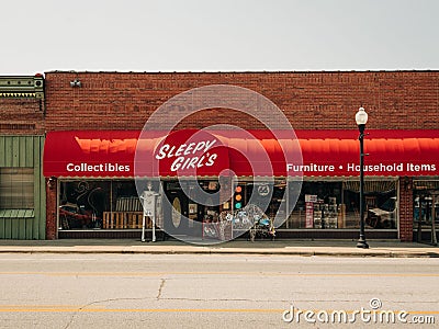 Sleepy Girls sign, on Route 66 in Baxter Springs, Kansas Editorial Stock Photo