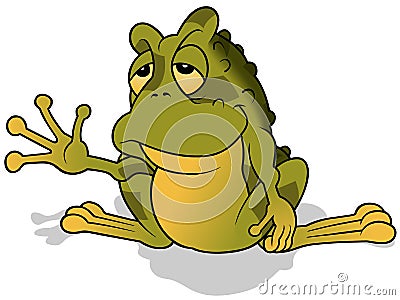 Sleepy Green Frog Vector Illustration