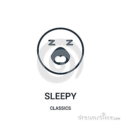 sleepy icon vector from classics collection. Thin line sleepy outline icon vector illustration. Linear symbol Vector Illustration