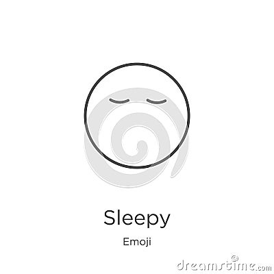 sleepy icon vector from emoji collection. Thin line sleepy outline icon vector illustration. Outline, thin line sleepy icon for Vector Illustration
