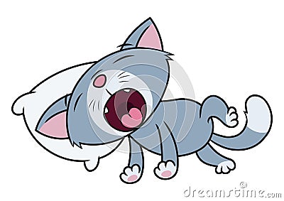 Sleepy kitten is yawning Vector Illustration