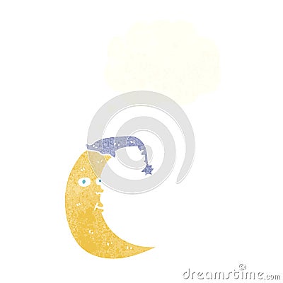 sleepy moon cartoon with thought bubble Stock Photo