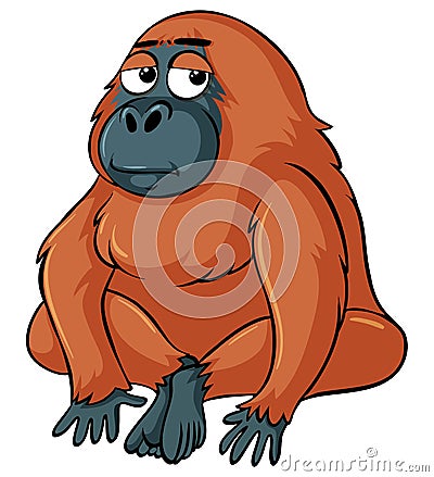 Sleepy orangutan on white background Vector Illustration