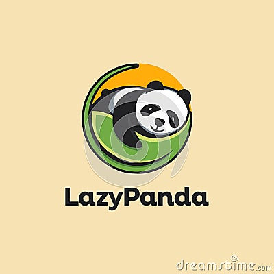 Sleepy Panda logo, lazy panda logo icon vector template Vector Illustration