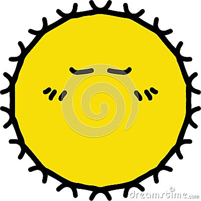 Sleepy shining yellow sun Vector Illustration