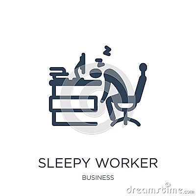 sleepy worker at work icon in trendy design style. sleepy worker at work icon isolated on white background. sleepy worker at work Vector Illustration