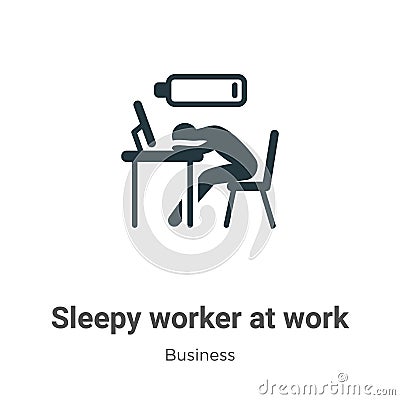 Sleepy worker at work vector icon on white background. Flat vector sleepy worker at work icon symbol sign from modern business Vector Illustration