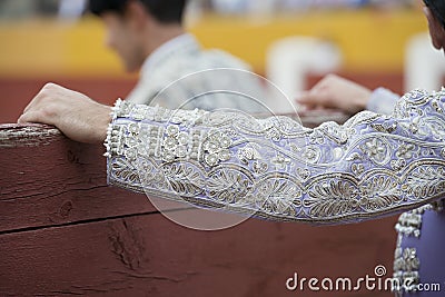 The sleeve of the jacket of a bullfighter. Stock Photo