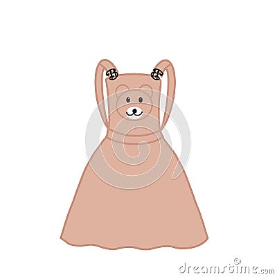 Sleeveless brown dress in cartoon style isolated on white background. A simple dress for the summer. Short cute Vector Illustration