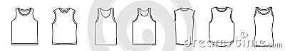 Sleeveless tank icon. Vector illustration. Black linear sleeveless shirts Vector Illustration