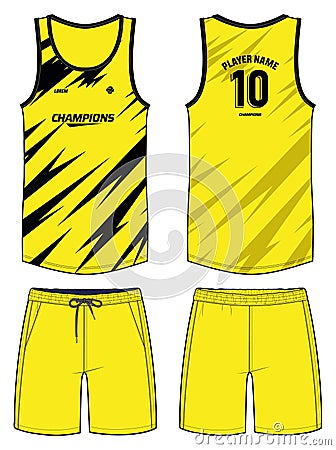 Sleeveless Tank Top Basketball jersey vest design flat sketch illustration template, Racing sports jersey concept with front and Vector Illustration