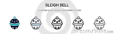 Sleigh bell icon in filled, thin line, outline and stroke style. Vector illustration of two colored and black sleigh bell vector Vector Illustration