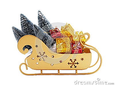 Sleigh of Santa Claus with gifts Stock Photo