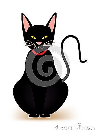 Slender black cat, abstract Vector Illustration