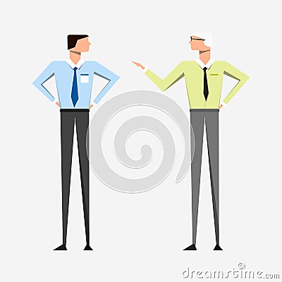 Slender men in business clothes with a tie are talking. Vector Illustration