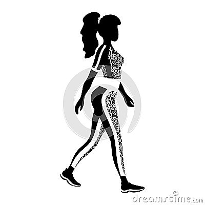 Slender young girl in trendy sportswear Vector Illustration