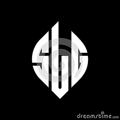 SLG circle letter logo design with circle and ellipse shape. SLG ellipse letters with typographic style. The three initials form a Vector Illustration