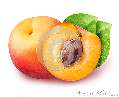 Slice apricot set isolated isolated on white background Stock Photo