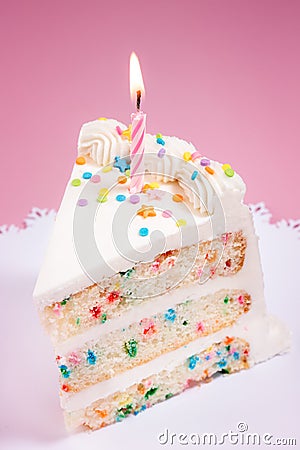 Slice of Birthday Cake Stock Photo