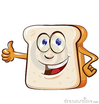 slice bread mascot cartoon isolated Vector Illustration