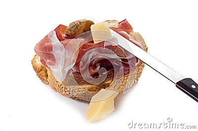 Slice bread with parma ham Stock Photo