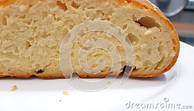 Slice of bread, simple bakery item, close up food shot Generative AI Stock Photo