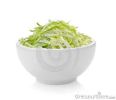 Slice cabbage bowl on white background Stock Photo