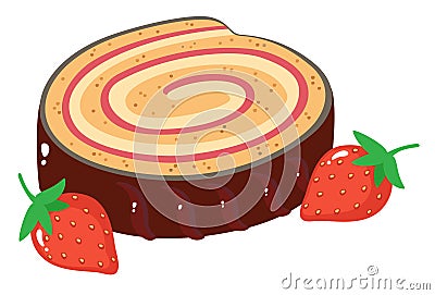 A slice of cake roulade Vector Illustration