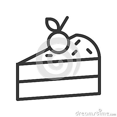 Slice of cake, sweets and dessert outline icon Vector Illustration