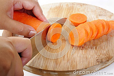 Slice carrot on wood Stock Photo