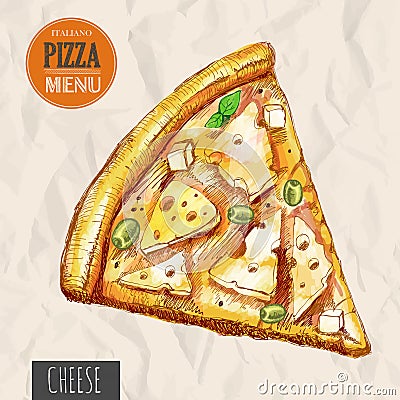 A slice of cheese pizza Vector Illustration