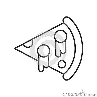 Slice of Cheese Pizza, outline vector icon Vector Illustration