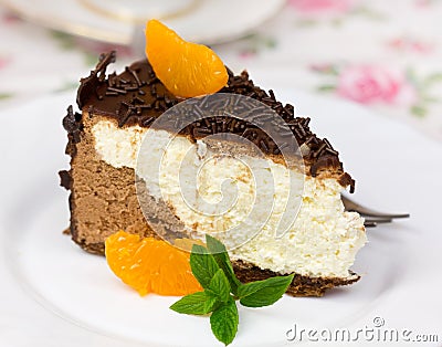 Slice of chocolate and hazelnut cake Stock Photo