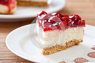 Slice of delicious strawberry cheese cake Stock Photo