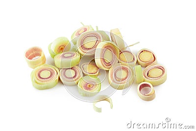 Slice of Fresh Lemon grass on a white background Stock Photo
