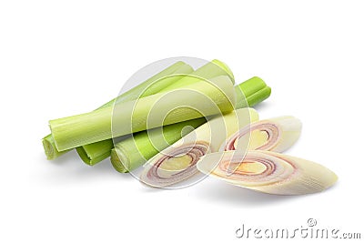 Slice of fresh Lemongrass isolated on white Stock Photo