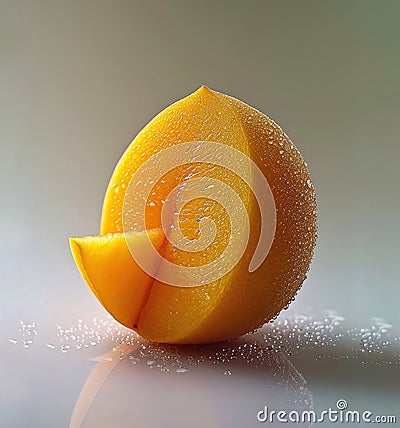 Slice of mango fruit photo detail .AI generated Stock Photo