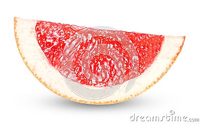 Slice of fresh ripe grapefruit isolated on white. Stock Photo