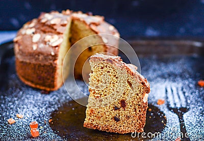 A slice of fruit cake Stock Photo