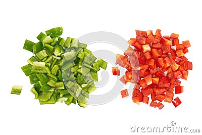 Slice Green and red sweet bell pepper isolated Stock Photo