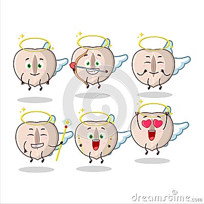 Slice hazelnut cartoon designs as a cute angel character Vector Illustration