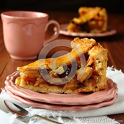 Slice of homemade dutch apple cake, Stock Photo