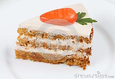 Slice of homemade tasty carrot sponge cake Stock Photo