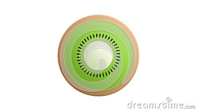 Slice of kiwi on a white background. vector illustration. fruit in a cut with seeds. a round piece of green kiwi with a peel and Vector Illustration