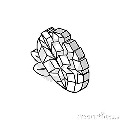 slice mango cube leaf isometric icon vector illustration Cartoon Illustration