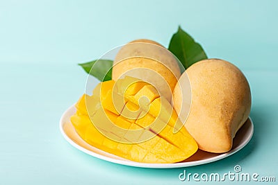 Slice mango fruit, Thai fruit Stock Photo