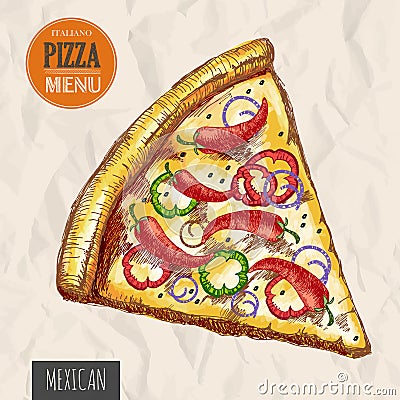 A slice of mexican pizza Vector Illustration