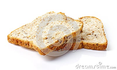 Slice of multi grain bread isolated on white Stock Photo