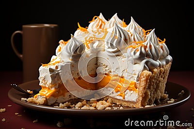 a slice of orange cream pie on a plate Stock Photo